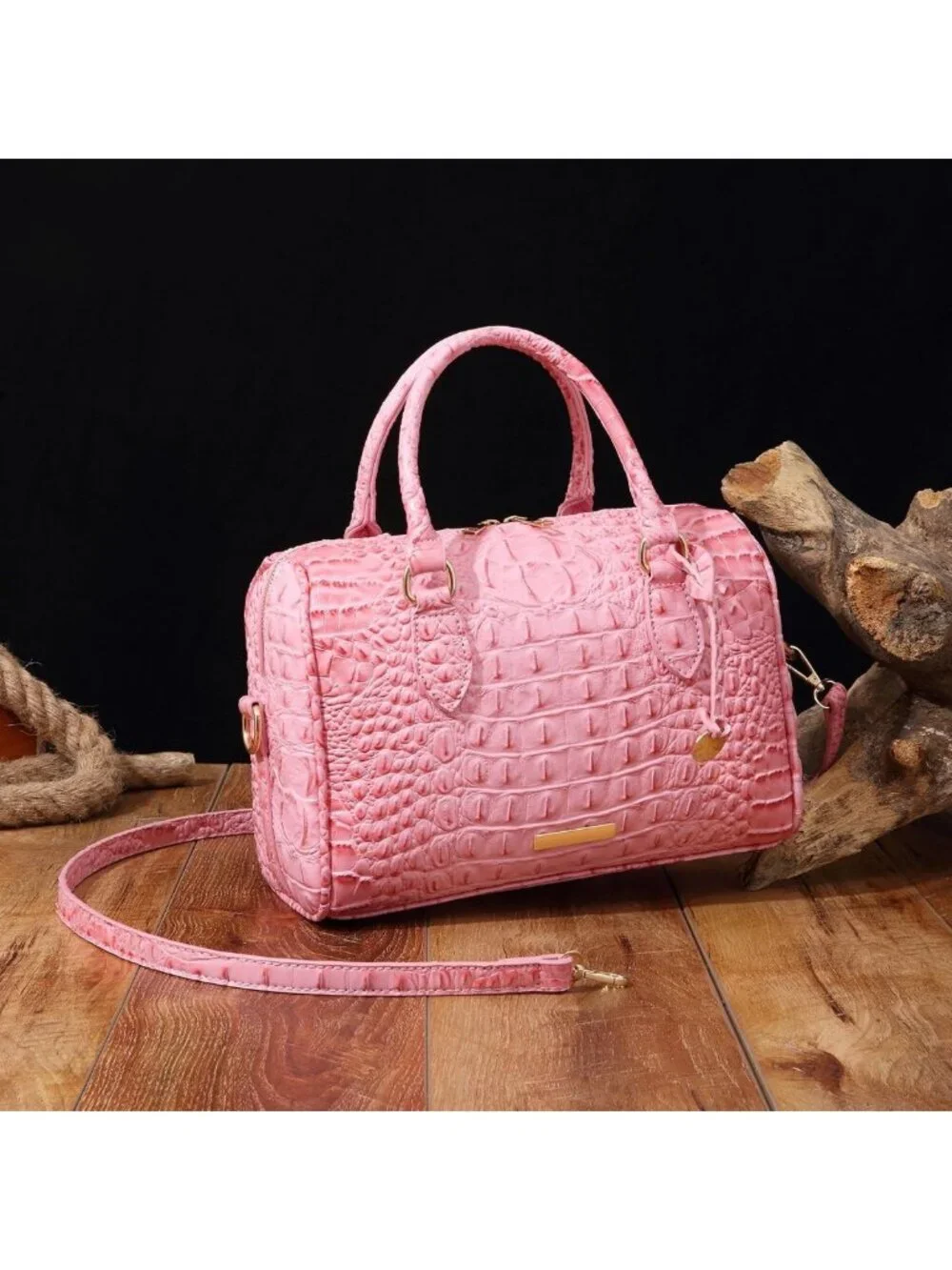 Stylish Crocodile Print Handbag for Women - Top Handle Leather Shoulder Purse